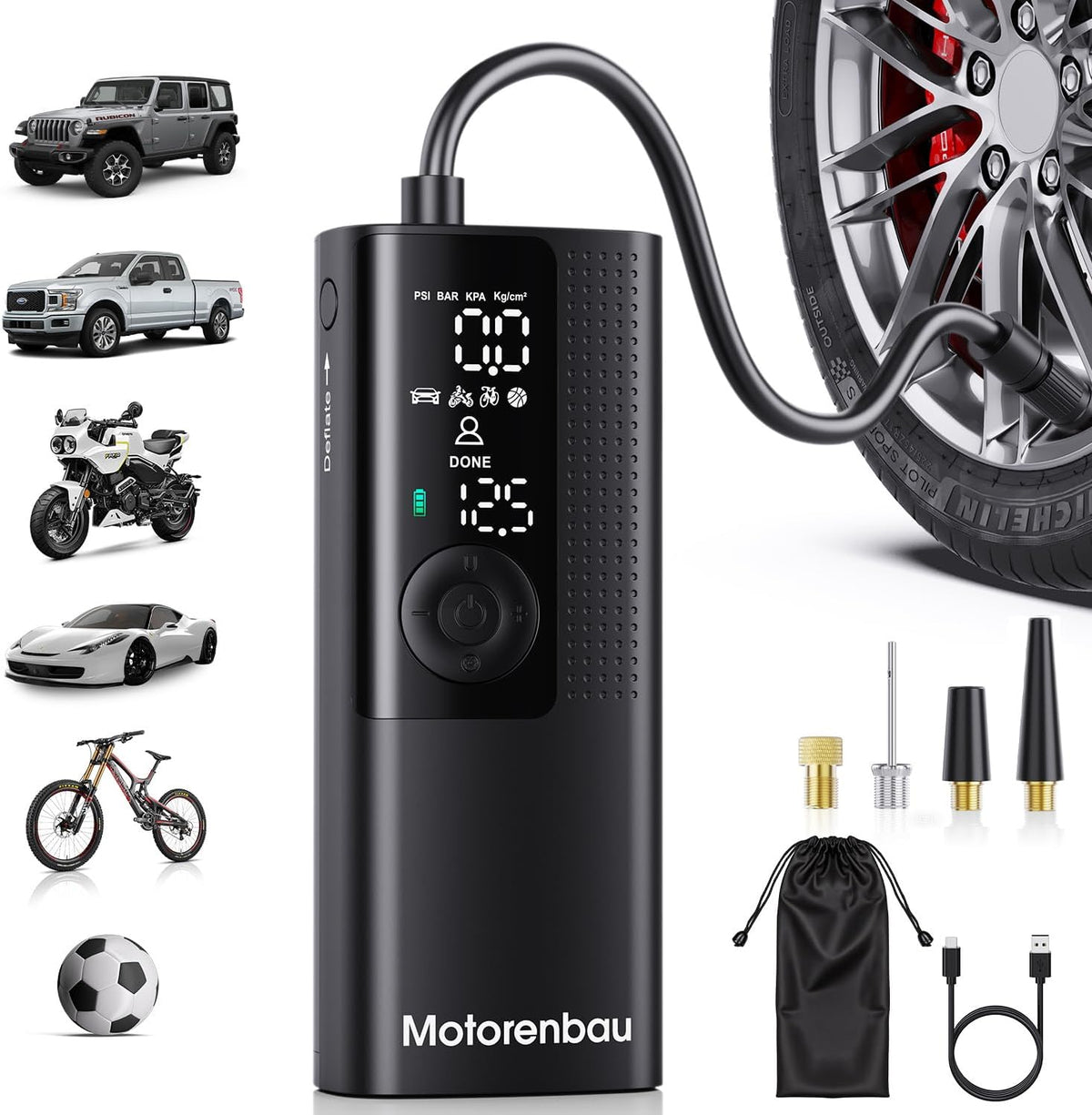 Tire Inflator Portable Air Compressor, 3X Faster Inflation