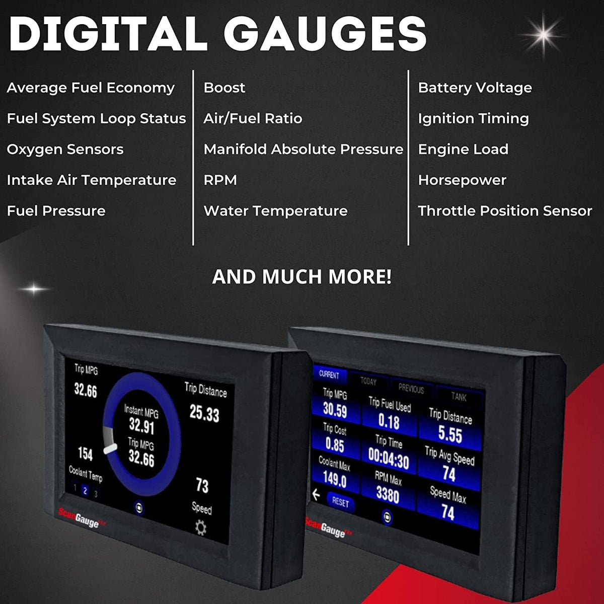 ScanGauge 3 Touch Screen OBD2 Scanner, Digital Gauges & Trip Computer SG3