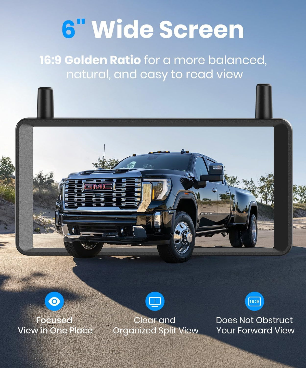 AUTO-VOX 2 Solar Wireless Backup Camera,16:9 1080P HD 6" Monitor