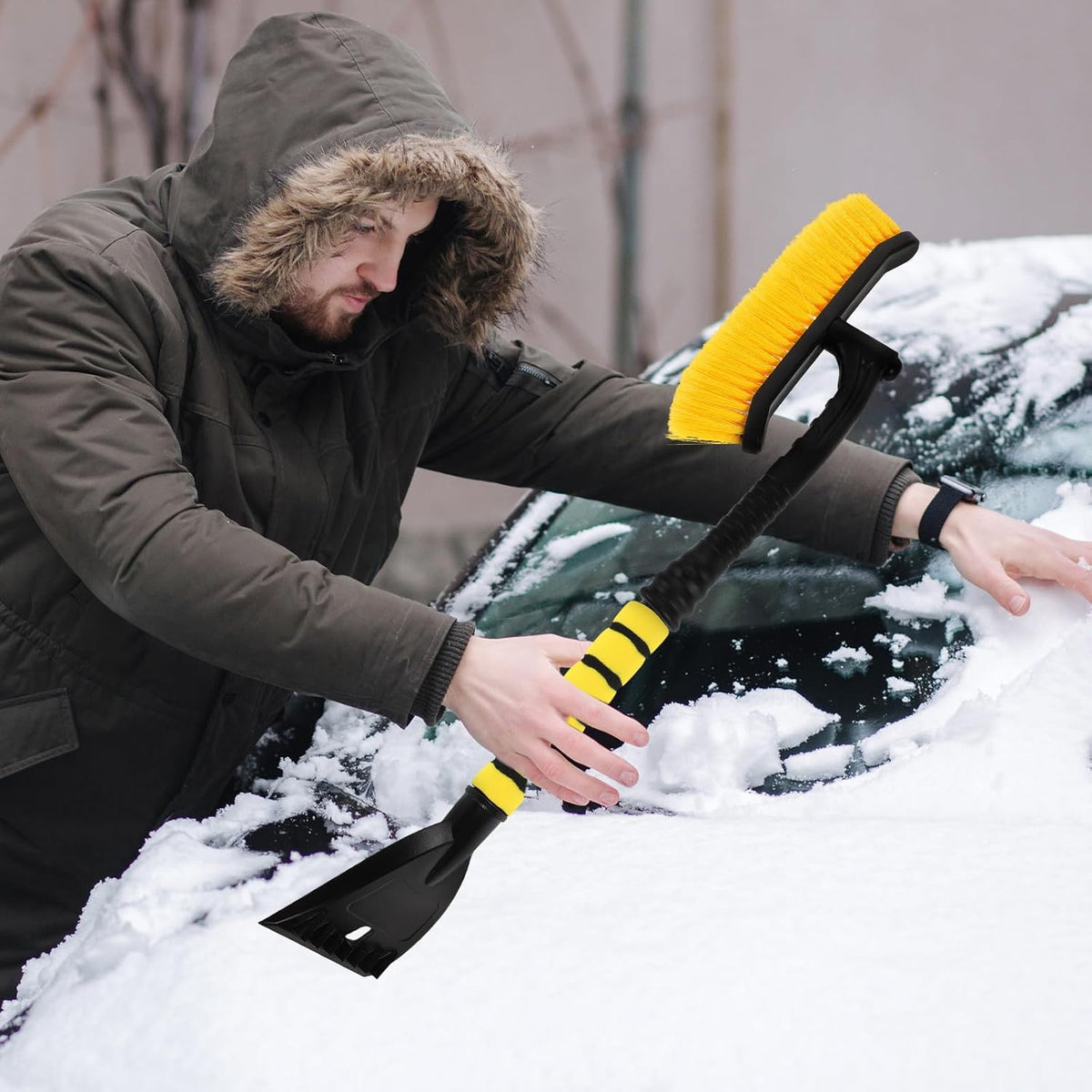 Luxshiny Ice Scraper Snow Brush for Car Winter Snow Removal Tool