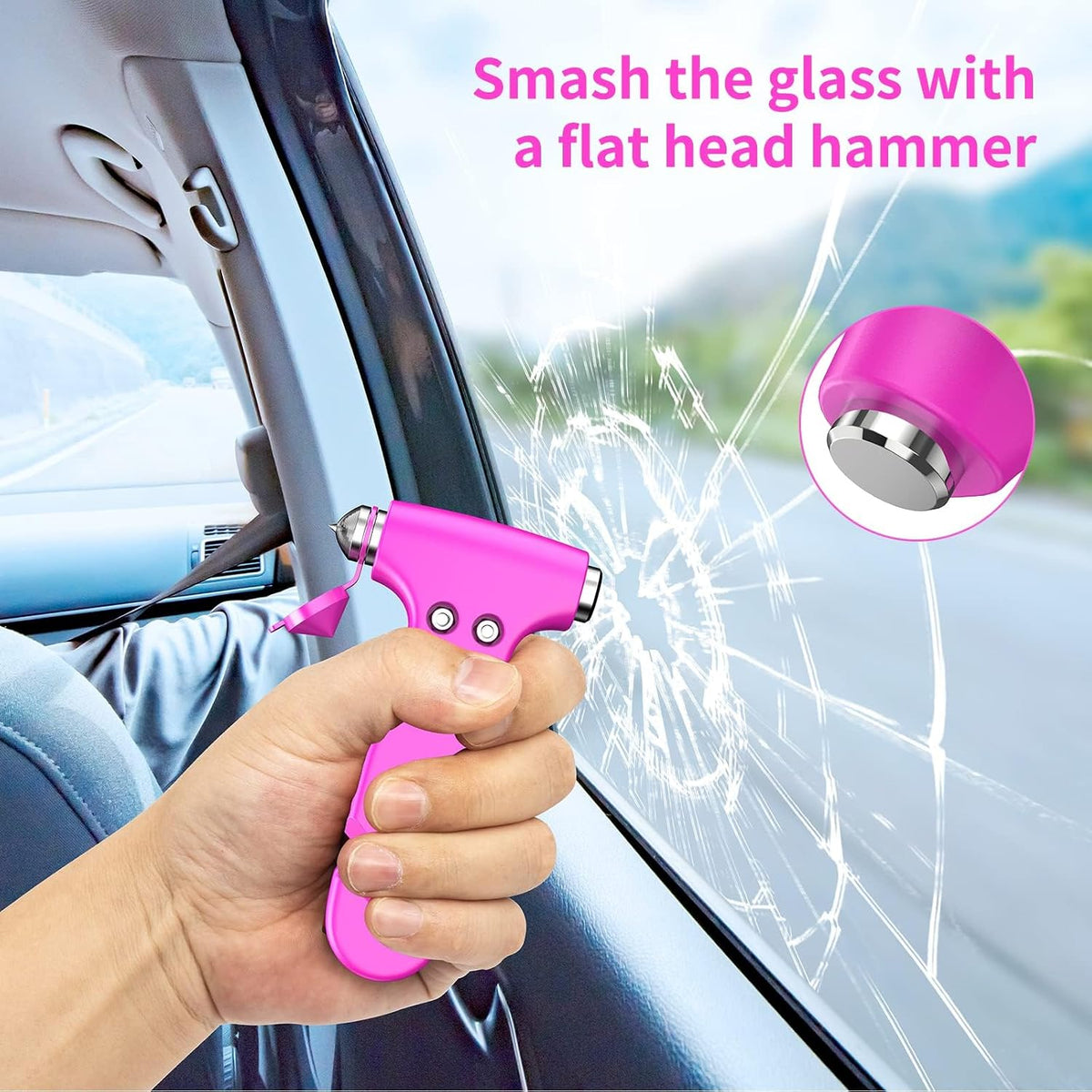 Car Safety Hammer, 3-in-1 Emergency Escape Tool with Window Breaker and Seat Belt Cutter, 2-Pieces Safety Emergency Car Escape Tool for Car, Office, Home
