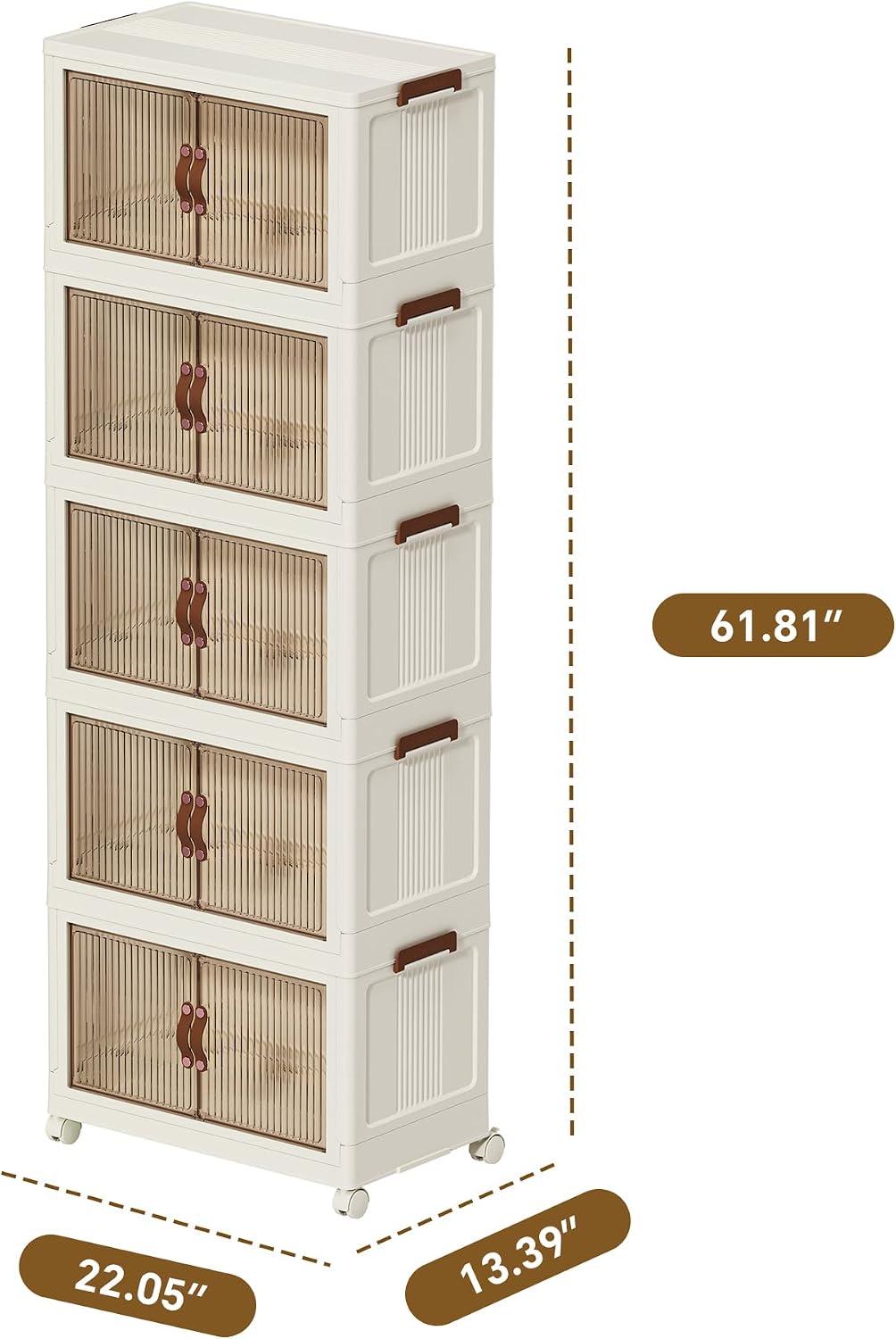 Collapsible Storage Bins with Lids - Stackable Plastic Closet Organizers for Clothes, and Home Organization White (5-rack, 17 Gal/rack)