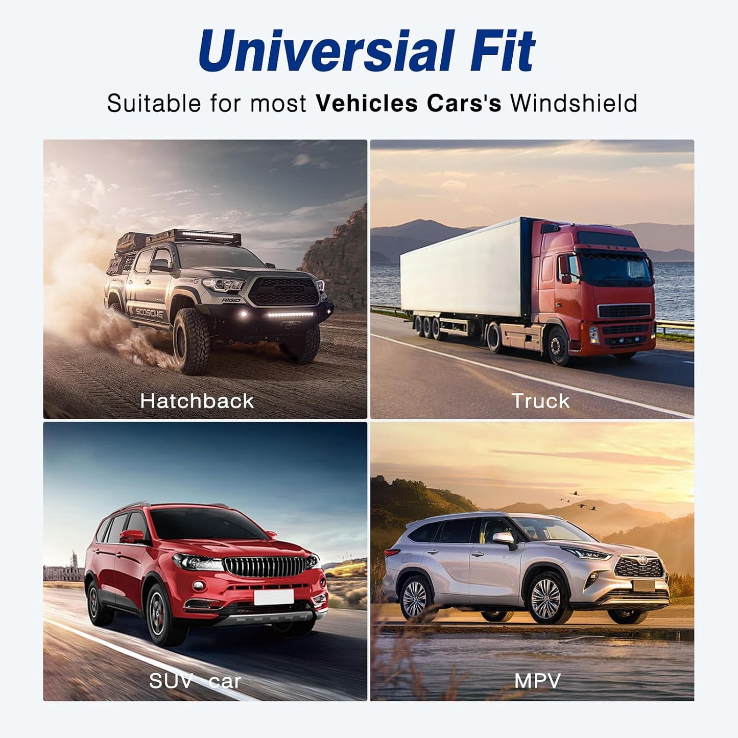Car Windshield Sun Shade, Foldable Front Window Sunshade Blocks UV Rays, Keep Car Interior Cool, Universal Fit for Hatchback, Truck, SUV, MPV