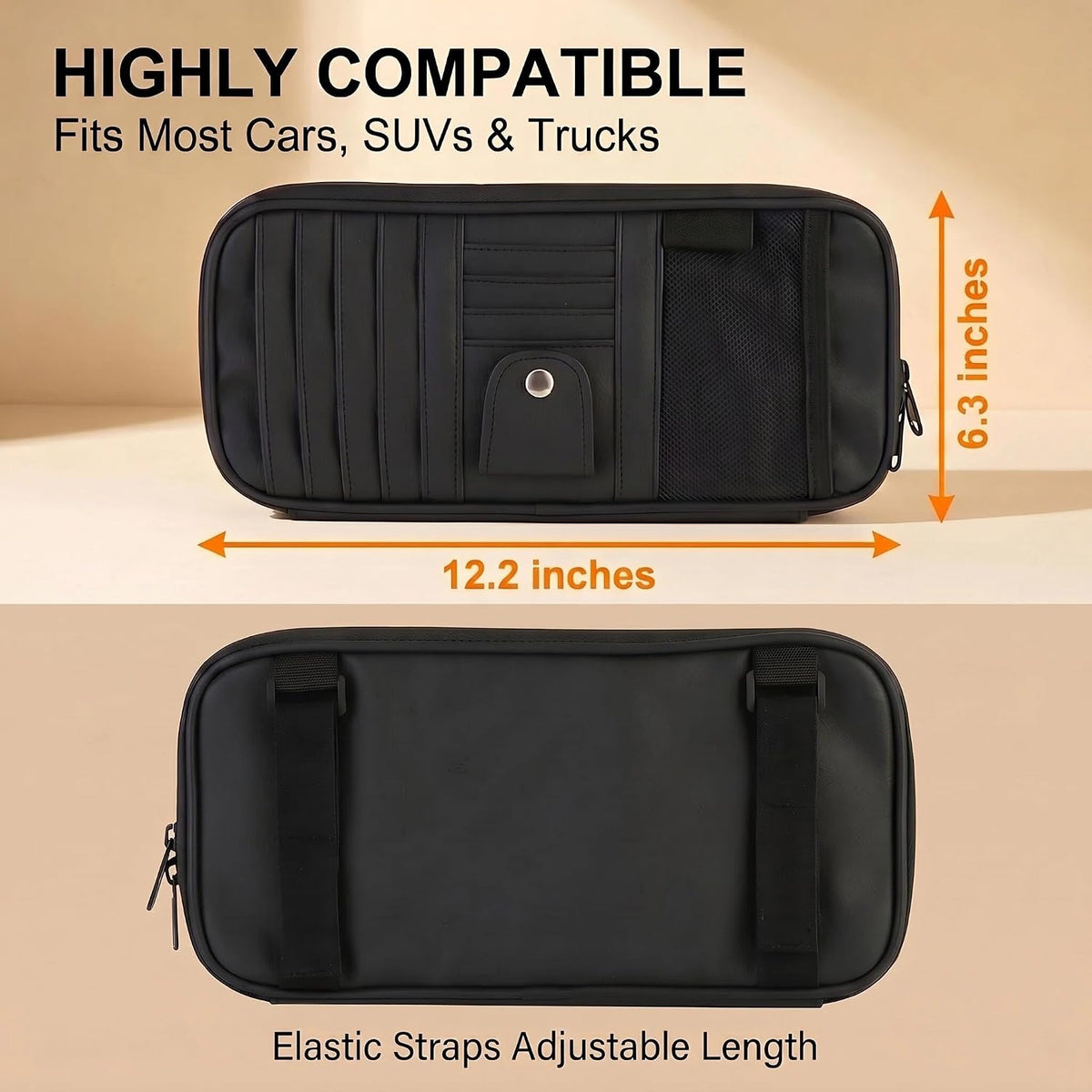 Car Visor Organizer,Car CD Case Holder,Leather Multi-Pocket Organizer Storage Bag for Car/SUV/Truck with 13 DVD Storage Sleeves,Sunglass Clip,Card Holder,Pen Holder,Visor Accessories,Car Organizer