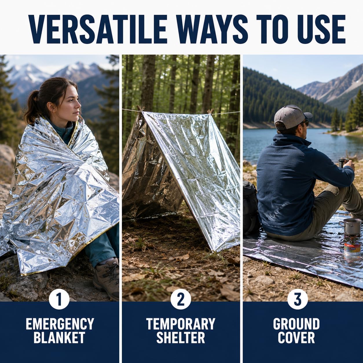 BH Lot of 50 Emergency Mylar Blankets - 84" x 52" | Mylar Emergency Blankets, Survival Foil Thermal Blankets for First Aid Kits, Camping, Hiking, Travel & Outdoor Preparedness