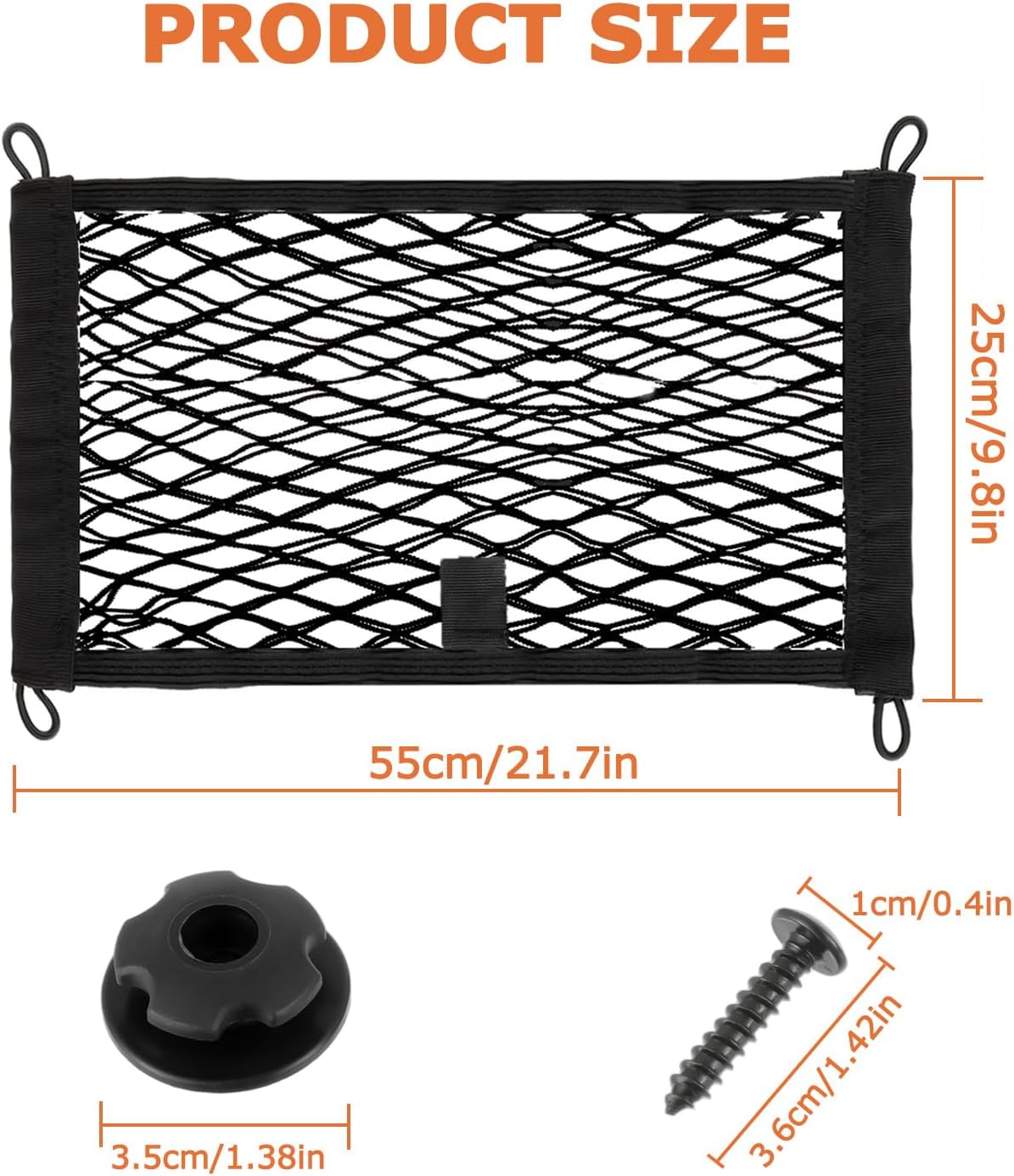 21.7 x 9.8 inch Universal Elastic Cargo Net Pocket,2 Pack