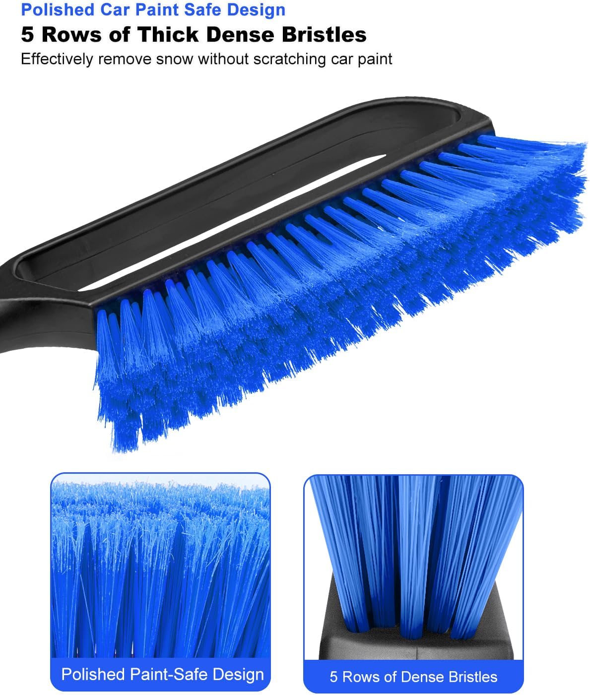 SEAAES 35.5 Inch Extendable Snow Brush for Windshield Ice Scraper - Blue