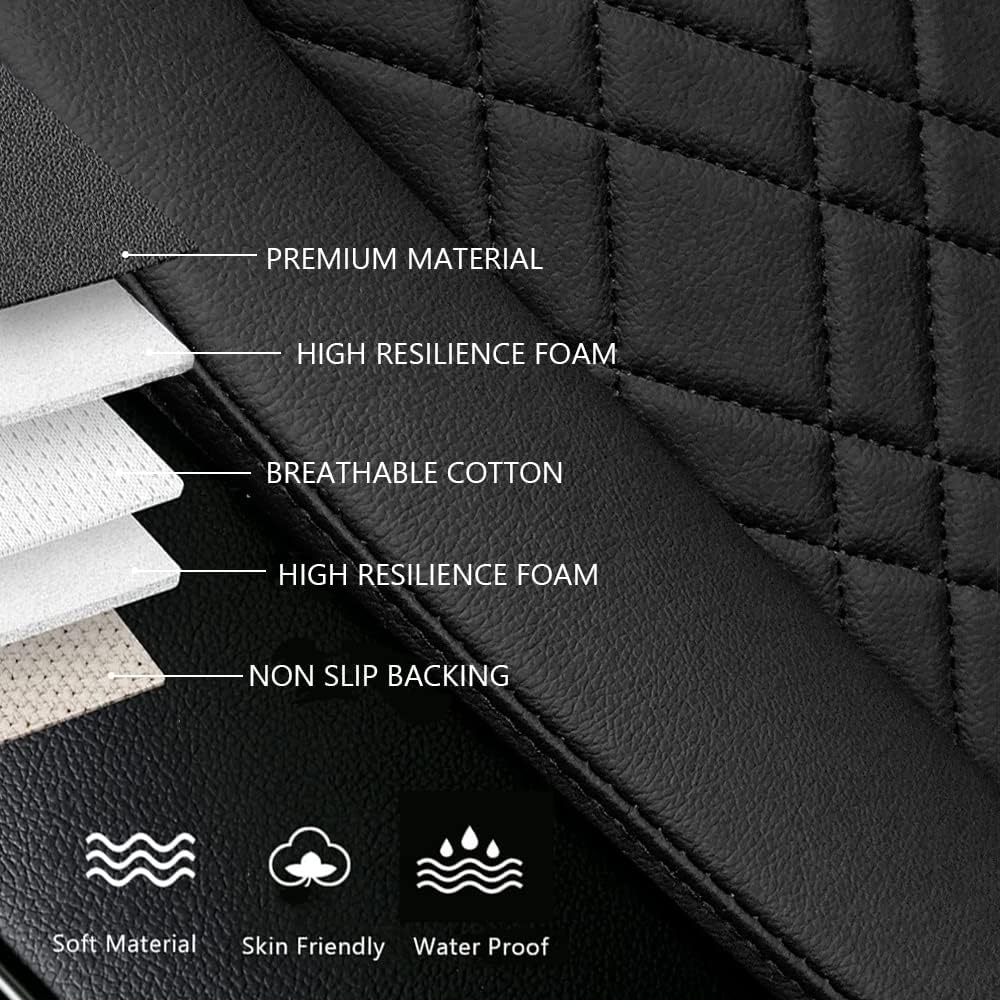 2 Pack Car Seat Cover for Front Car Seat Bottom,Premium PU Leather Seat Cushion Protector Upgraded Without Backrest with Storage Pocket,Full Wrapping Edge Works with Sedan SUV Pickup Minivan (Z BLACK)