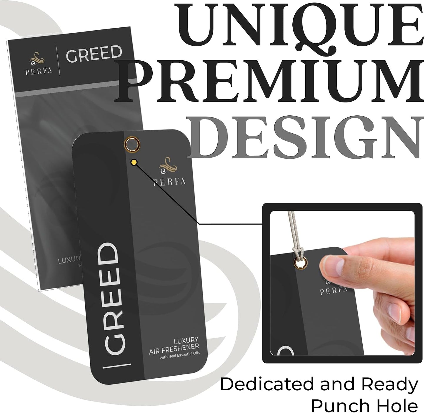 3PCS Greed Disposable Air Fresheners for Men | Long Lasting Car Air Freshener with Greed Fragrance | Lasts for 2 Weeks | Strong Car Perfume with Odor Eliminating Technology | by Perfa