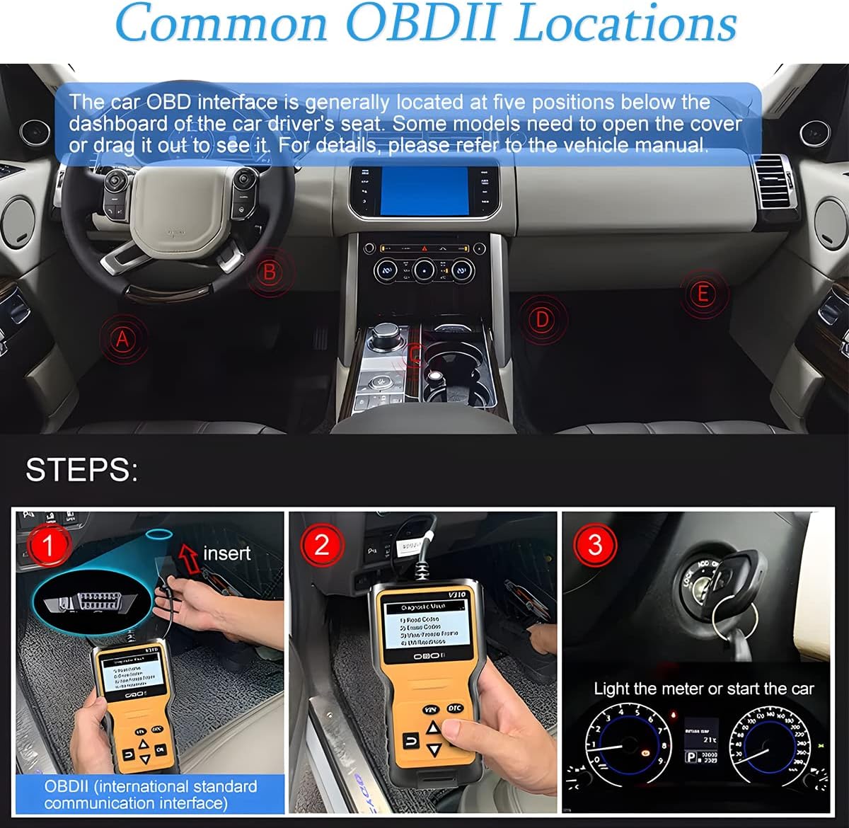 AUCELI OBD2 Scanner Code Reader for Car Check Engine, Yellow