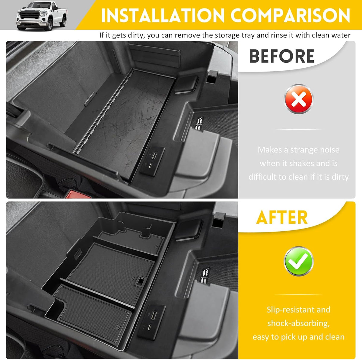 Center Console Organizer for 2022-2025 Chevy Silverado/GMC Sierra 1500 & 2024 Silverado/Sierra 2500 3500HD, Insert Armrest Storage Box Tray Accessories(Only Fits Full w/Bucket Seats)