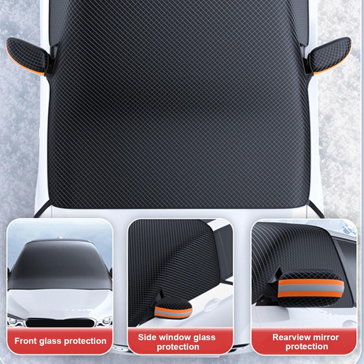 Shkalacar Car Windshield Cover for Ice and Snow Windshield Sun Shade for Automobiles All Weather Magnetic Reflective Car Snow Cover with 6 Magnets for Most Cars SUV MPV