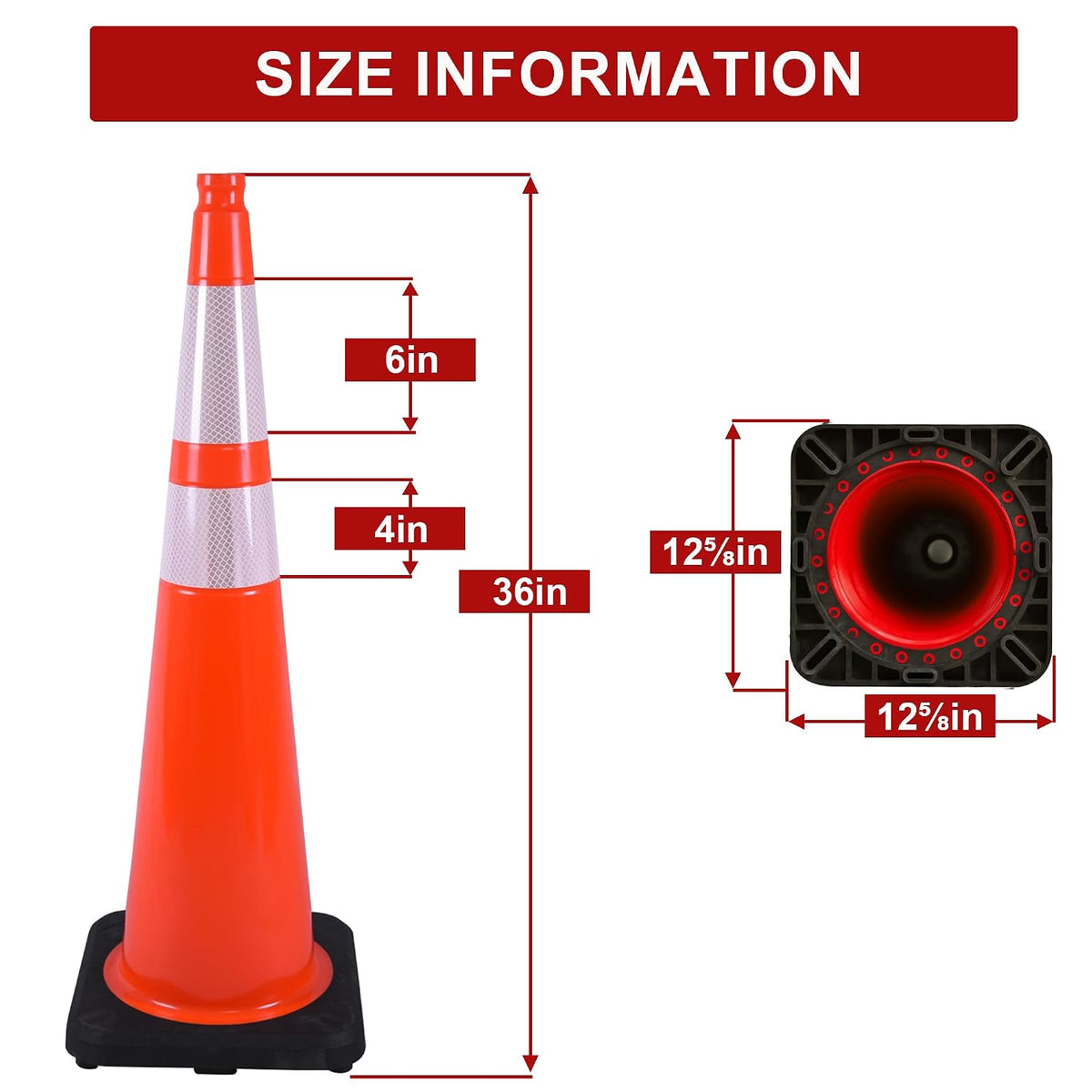 OrangeStar 36" Traffic Cones 6-Pack Orange Safety Cones