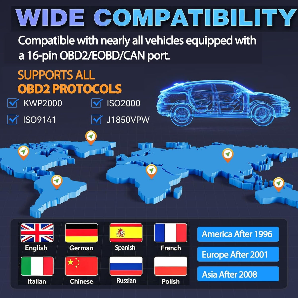 VDIAGTOOL VD30 Pro OBD2 Scanner, Check Engine Code Reader with Live Data
