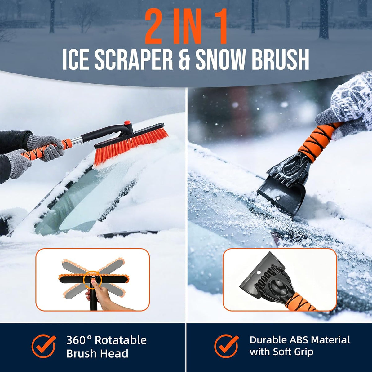 Winter Car Emergency Safety Kit Bag with Jumper Cables, Snow Shovel for Car