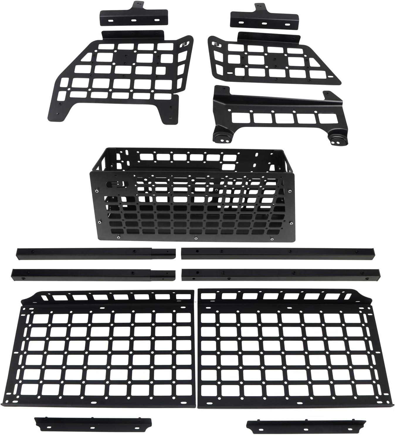 L2R for Toyota FJ Cruiser (XJ10) 2007-2024 Molle Panel Car Modular Storage Panel Shelf Modification Rear Trunk Interior Luggage Storage Carrier Organizer Kit (Side Panel + Trunk Shelf + Storage Boxes)