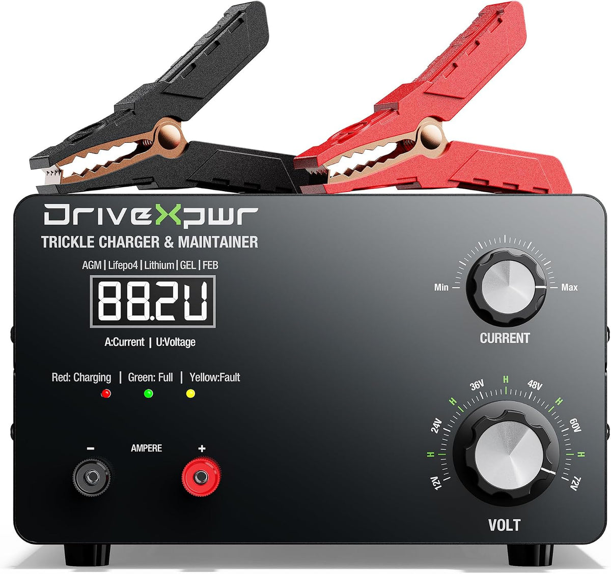 Adjustable Battery Charger 6V 8V 12V 24V,15A Automatic Battery Maintainer,Battery Desulfator Maintainer for Lead-Acid LiFePO4 Lithium,Great Automotive Golf Cart Truck Motorcycle Lawn Mower(X15)