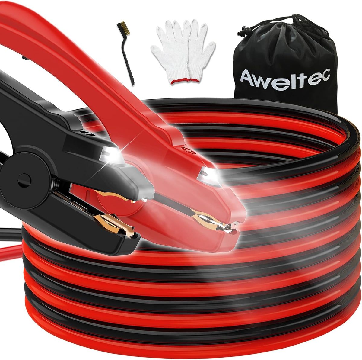 6 Gauge 16 Feet Jumper Cables with LED Light,Booster Jumping Wires