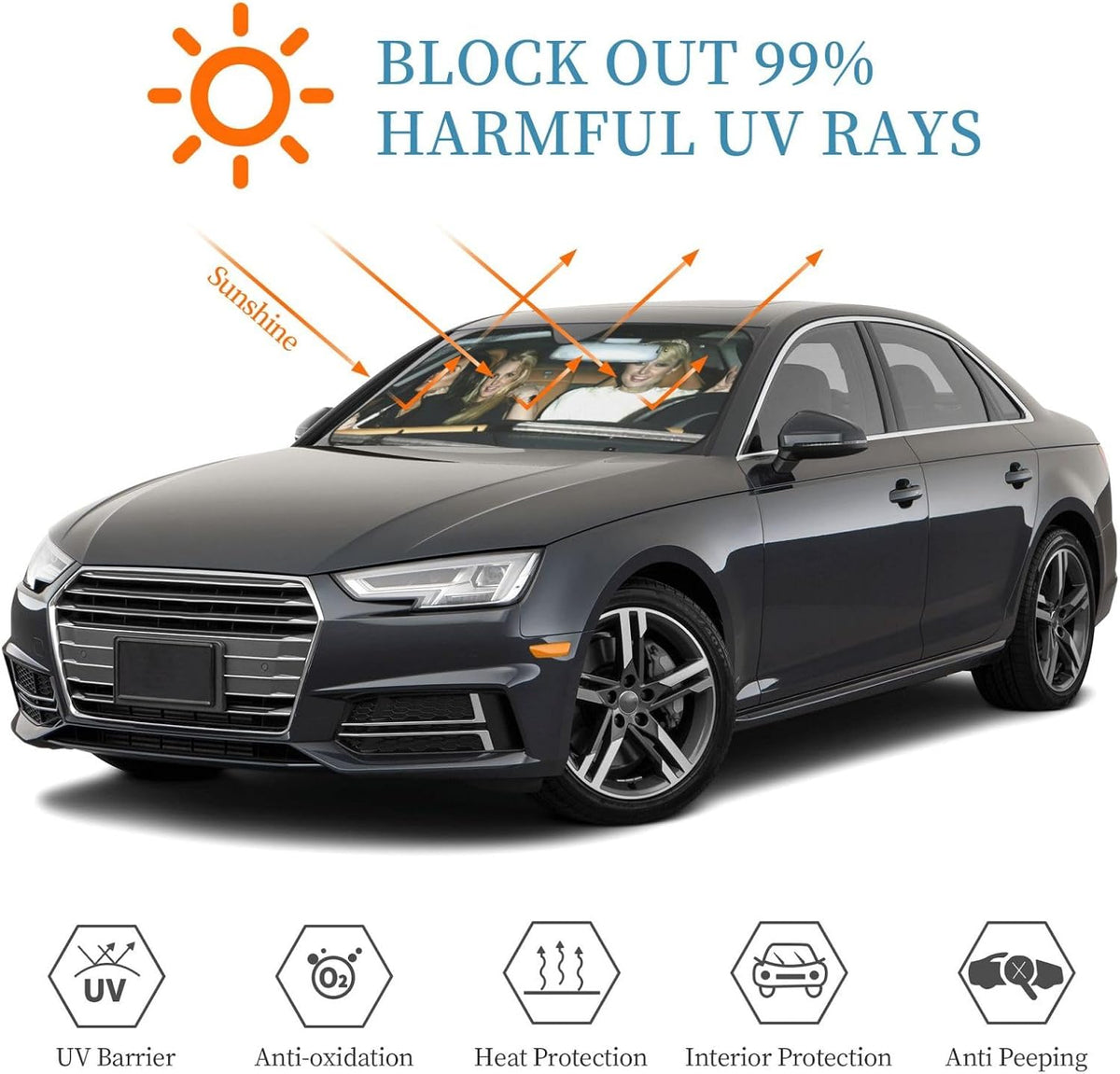Funny Windshield Sun Shade for Car Sunshade for Car Windshield Covers Blocks UV Rays Automotive Interior Sun Protection 51 x 27.5 in