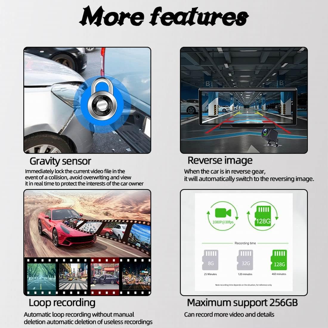 Car Radio Stereo Bluetooth 10 inch Touchscreen Apple CarPlay Android Auto WiFi Wireless carplay Built-in DVR AHD Camera Mirror Link FM Transmission with 32GB SD Card