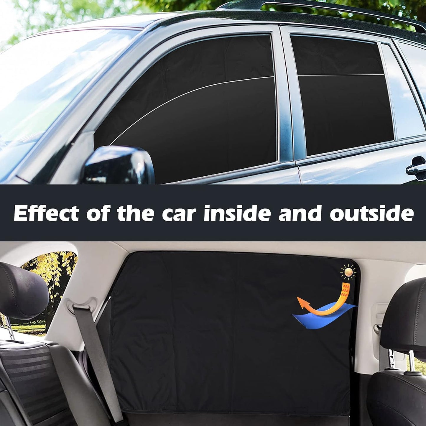 XCBYT Magnetic Car Side Window Shades 4 Pack, 100% Blackout Privacy | Blackout privacy for camping, naps & work. Keeps your car cool. Fits steel frames only, measure first. Handle magnets gently