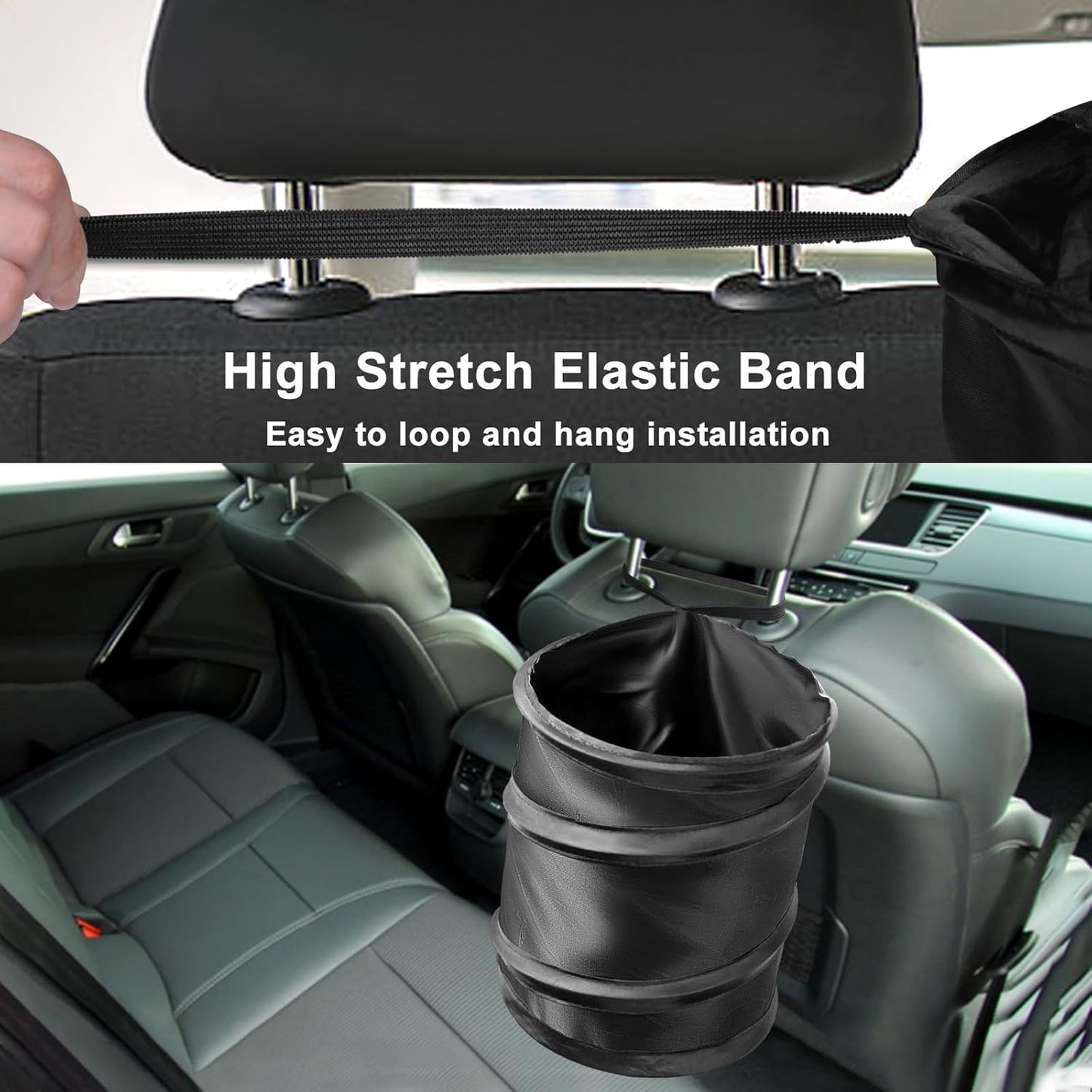 Car Trash Can, 4 Gallons Garbage Can, Collapsible Pop-Up Trash Bin | Trash Can for Car Front Back Seat, Portable Car Trash Bag Hanging for Vehicle SUV Rv Truck Accessories Interior, Black