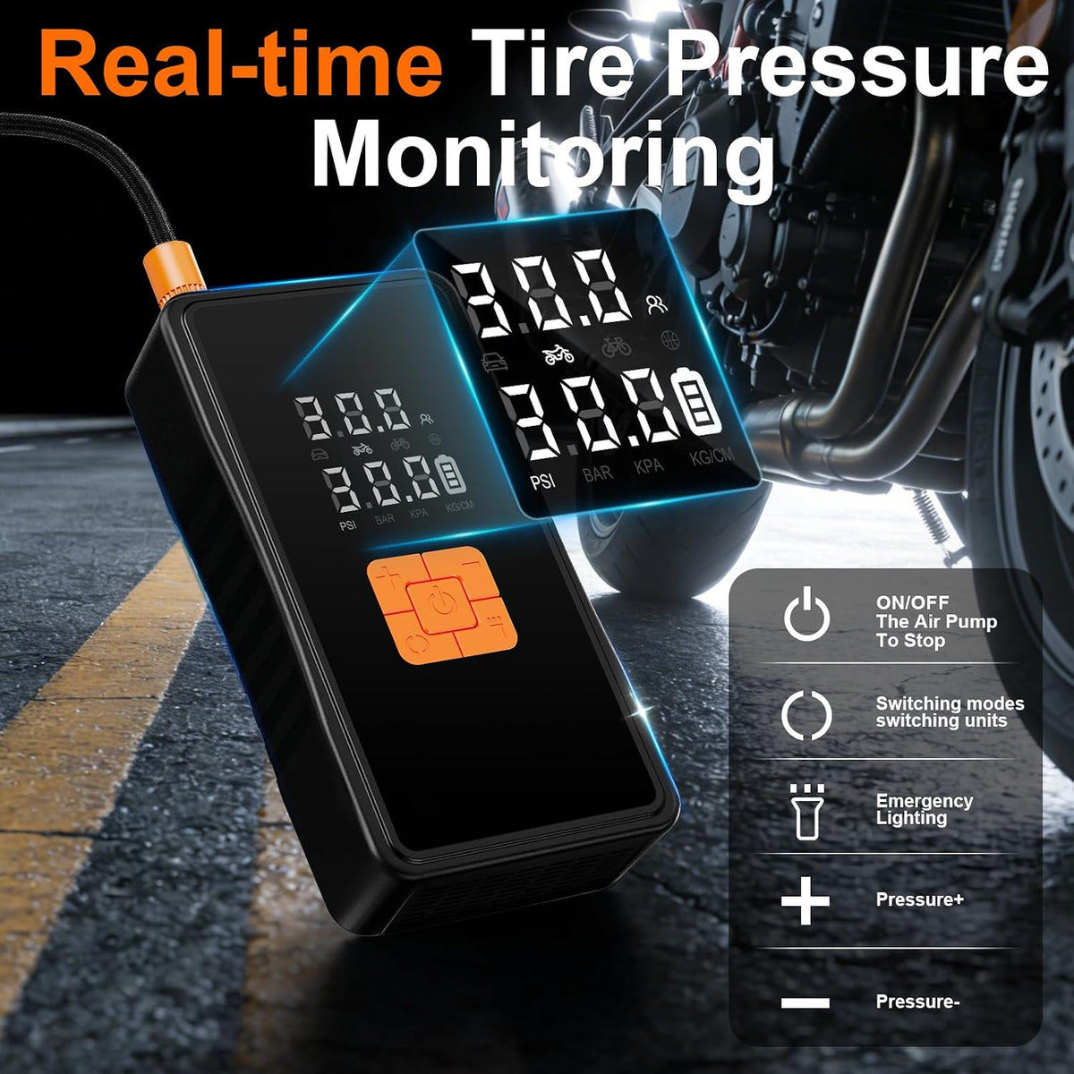 Preciva 8000mAh Jump Starter - 8000A Peak Car Battery Charger with Smart Air Compressor (150PSI), Tire Repair Kit, Power Bank, Digital Gauge & LED Emergency Light for Car, Truck, Motorcycle