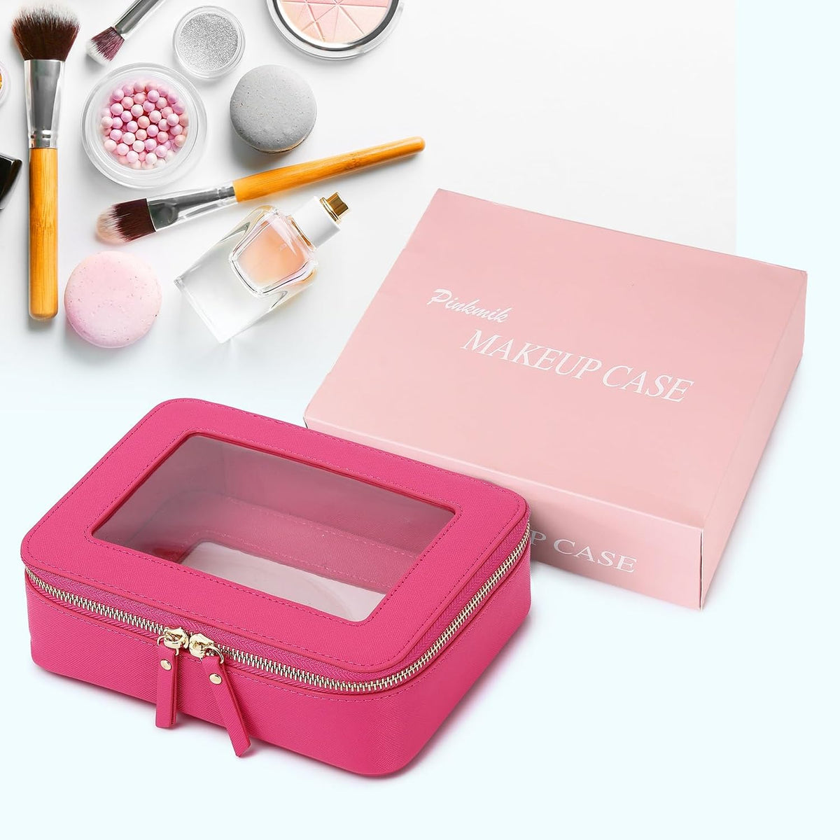 Pinkmik Clear Makeup Bag, (Fuxia, M)