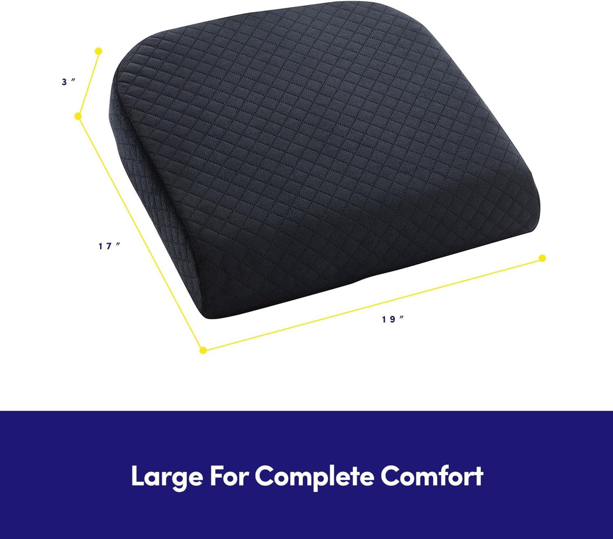 Extra Large Seat Cushion for Office Chair - Ergonomic Pillow for Desk Chair, Wheelchair, Airplane, Stadium, Car Seat, Gamers – Non-Slip Support Pad for Work, Automotive & Mobility, 19" x 17" x 3"