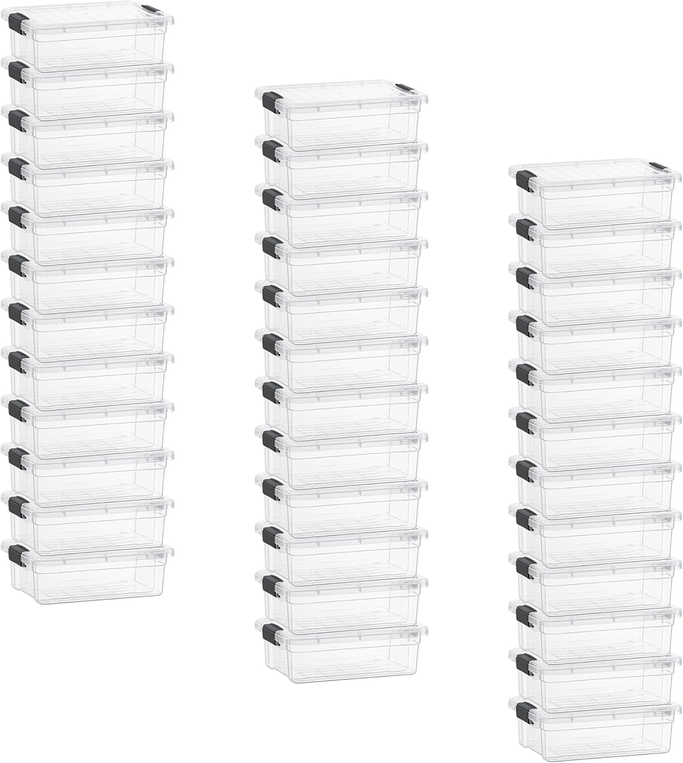 Superio Clear Storage Boxes with Lids, 3.4 Quart Plastic Container Bins for Organizing, Stackable Crates, BPA Free, Non Toxic, Odor Free, Organizers for Home, Office, School, and Dorm