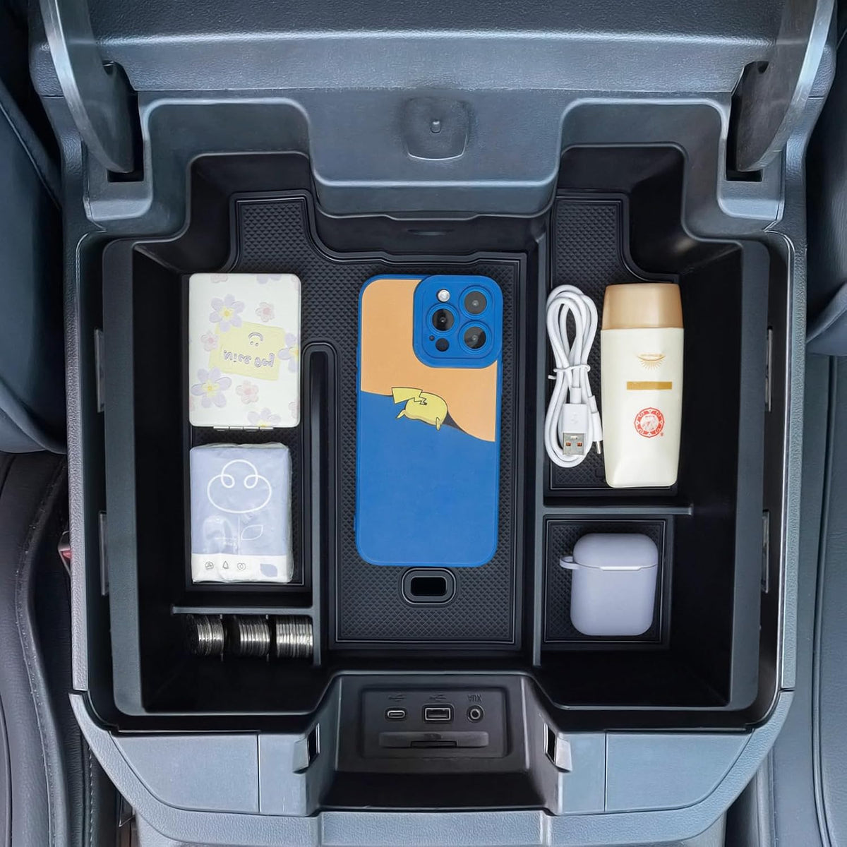 Latest Full Size Tray Compatible with 2019-2022 Chevy Silverado/GMC Sierra 1500 and 2020-2023 Silverado/Sierra 2500HD 3500HD, New Center Console Organizer (Full Console w/Bucket Seats ONLY)