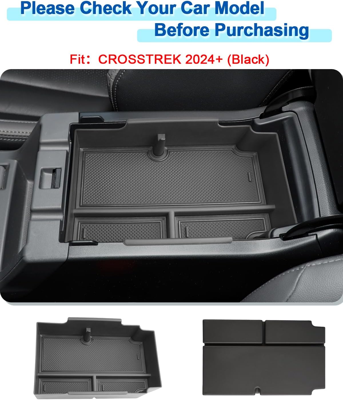 2024 2025 2026 Crosstrek Center Console Organizer for Subaru Crosstrek (Base/Premium/Sport/Limited/Wilderness), Durable ABS Console Tray Insert 2026 Crosstrek&Impreza Accessories (Black)