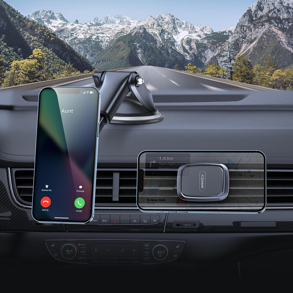 APPS2Car 3-in-1 Car Phone Mount Magnetic Dashboard Windshield Air Vent Mount Phone Holder for Car Universal Car Phone Holder with Powerful Suction Cup Built-in Strong 6 Magnets for All CellPhones