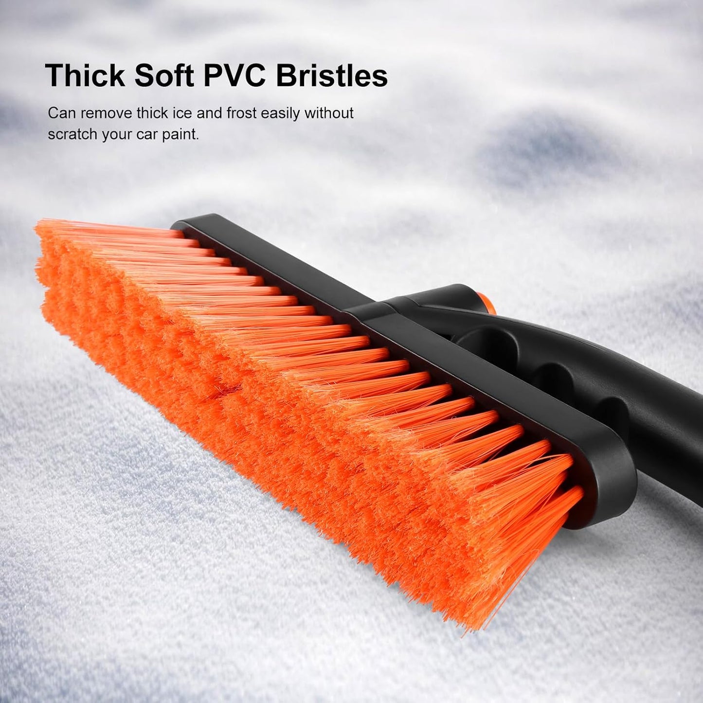 Odoland 33" Extendable Snow Brush with Detachable Ice Scraper for Car Windshield with Foam Grip and 360° Pivoting Brush Head for Christmas Car Auto Truck SUV, Orange