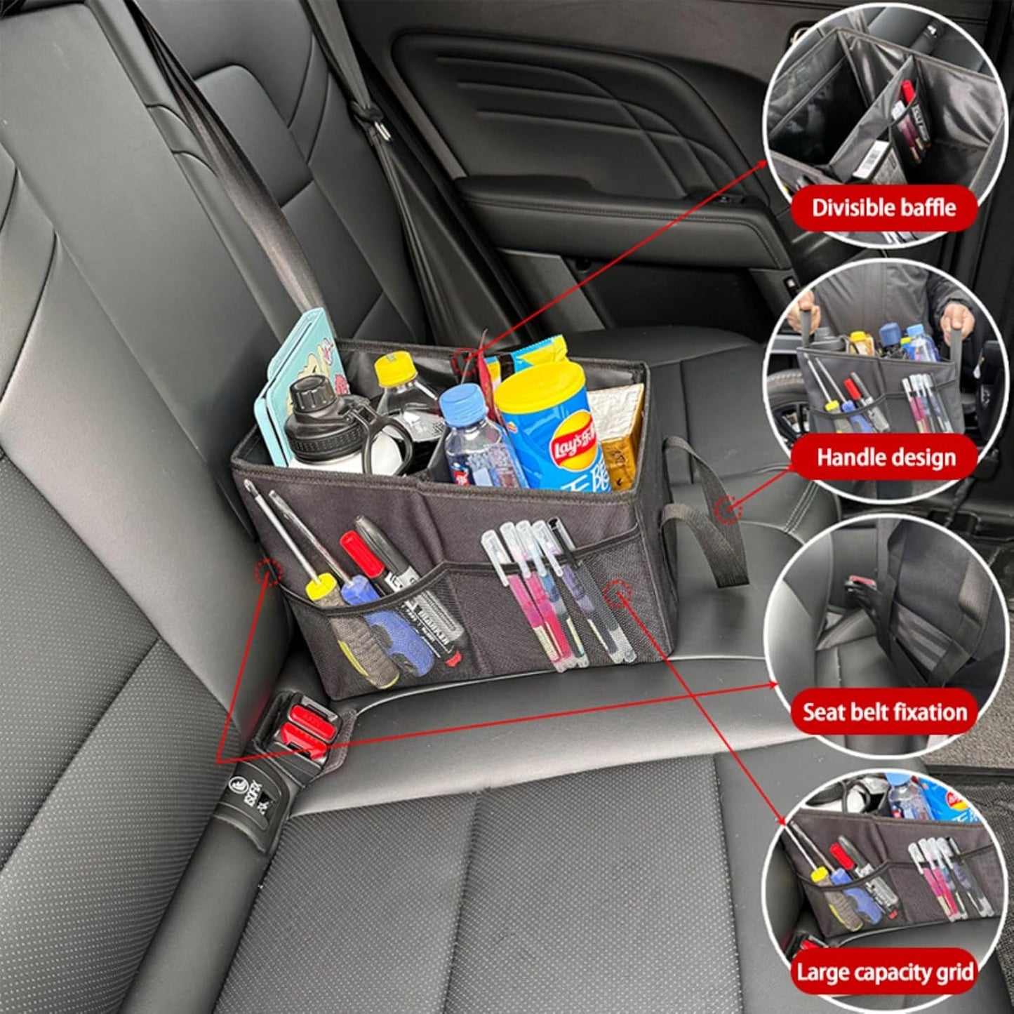 Car Organizer - Car Organizers and Storage, Collapsible Small Car Seat Storage Organizer for Console Front/Back, Automotive Backseat Organizer Passenger Seat Organizer