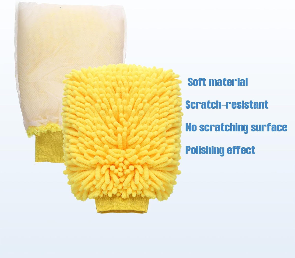 HARFINGTON 5pcs Chenille Microfiber Car Wash Mitts 9" x 5.5" Scratch Free Wash Gloves Absorbent Double Sided Plush Cleaning Drying Mitts for Car Washing Home Clean 5 Colors Mitts