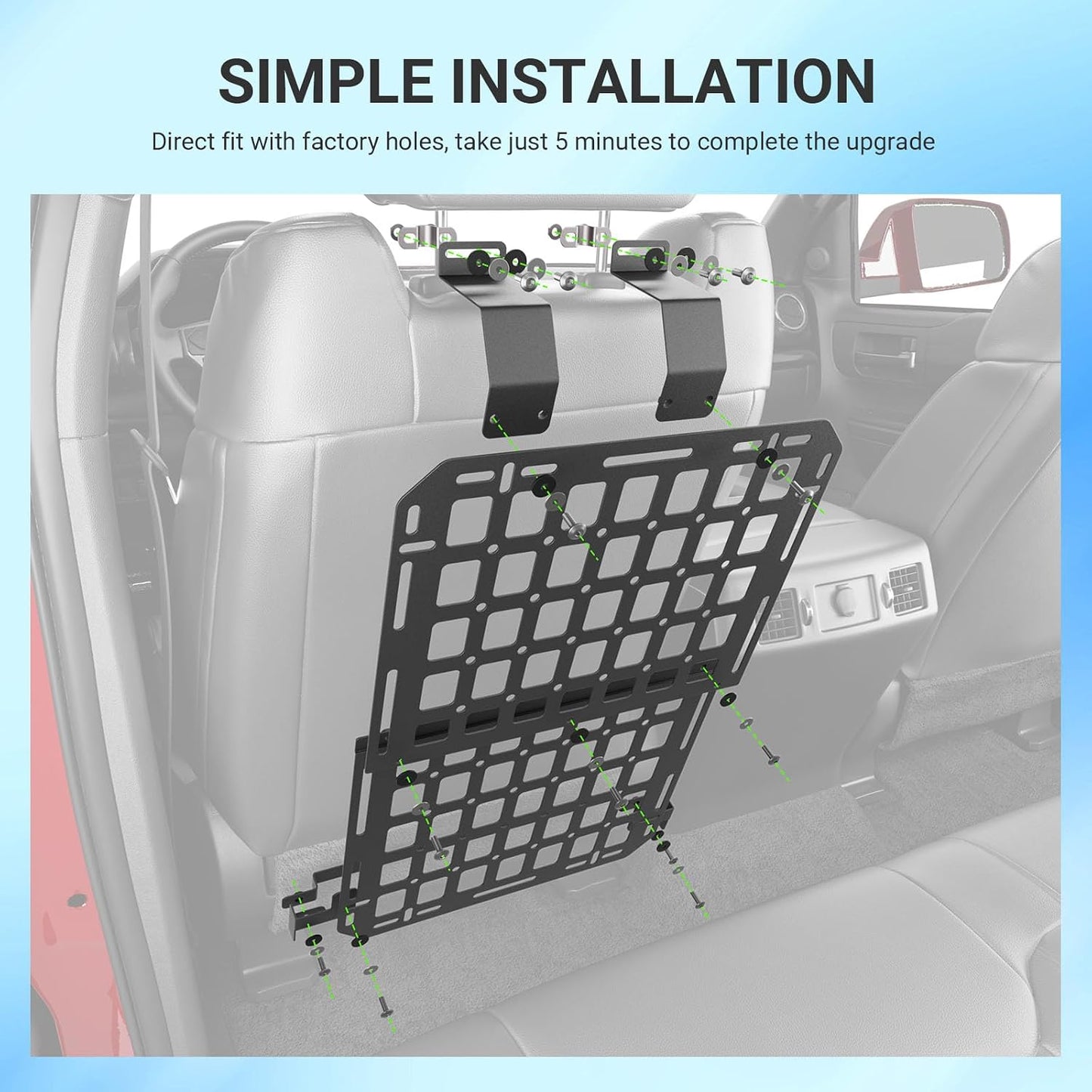 SZYANG 4PCS Seat Back Molle Panel Compatible with 2022-2026 Toyota Tundra Seatback Organizers for 2 Seats Tactical Truck Organizer Replacement for 2022-2026 Toyota Tundra Accessories