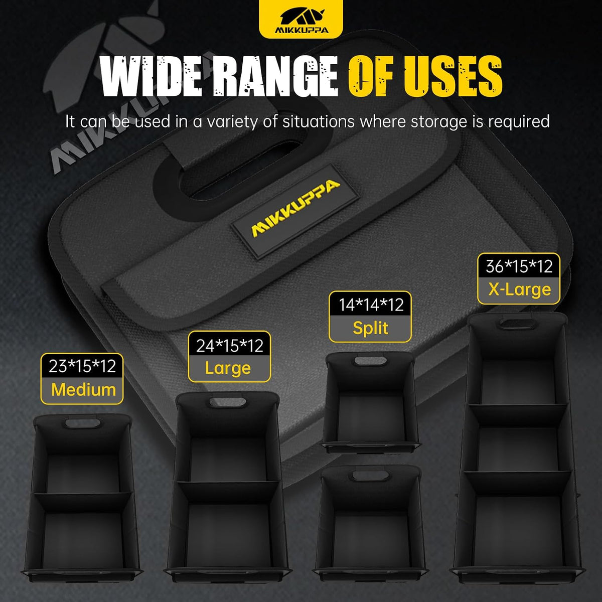 MIKKUPPA Car Trunk Organizer - Split Design Collapsible Small Car Organizer
