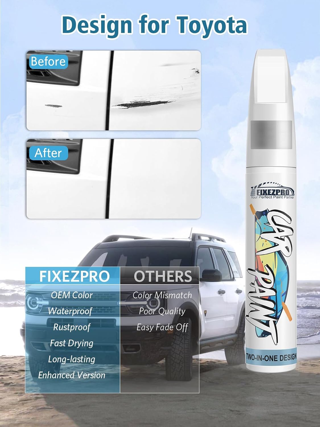 1F7 Classic Silver Metallic Car Touch Up Paint for Toyota, Color Match Auto Paint Repair Pen,Professional Car Scratch Repair Remover Pen Quick Drying, Easy to Use and Fix