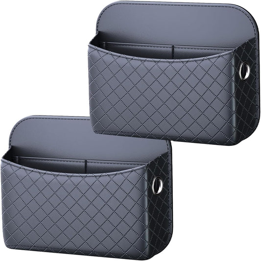2 PCS Car Seat Side Storage Pocket Organizer Holder for Auto Door, Console, Vehicle Seat Gap Filler Tray Bag for Phone, Pen, Key, Sunglass, Invoice, Car Registration, Notepad, Card, USB Data Line