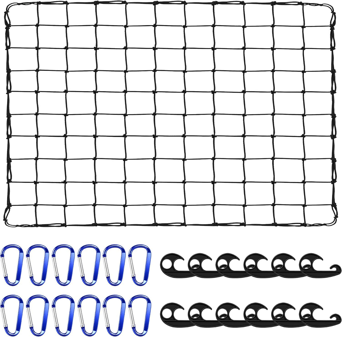 4"x 6" Cargo Net for Roof Basket and Pickup Bed with 24 Carabiners