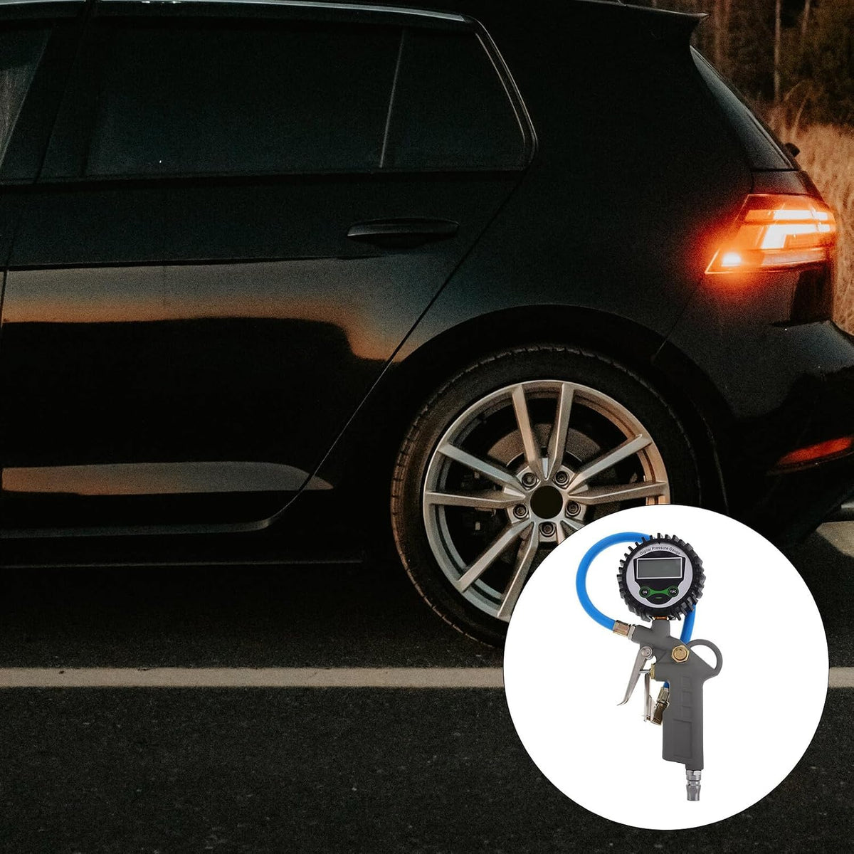 Heavy Duty Electronic Tire Pressure Gauge with Digital Display and Large Handle for Car and Motorcycle Tires Accurate Air Pressure Meter Tool