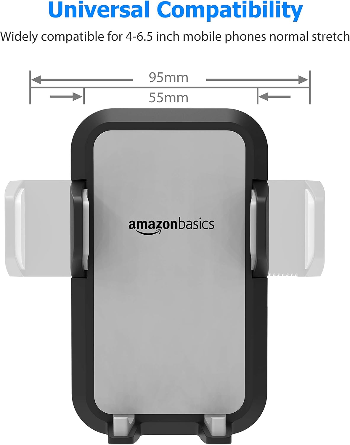 Amazon Basics Universal Portable Smartphone Holder for Car, Air Vent Mount, 360° Rotation, Easy to Install, One-Handed Release, Adjustable and Secure, Grey