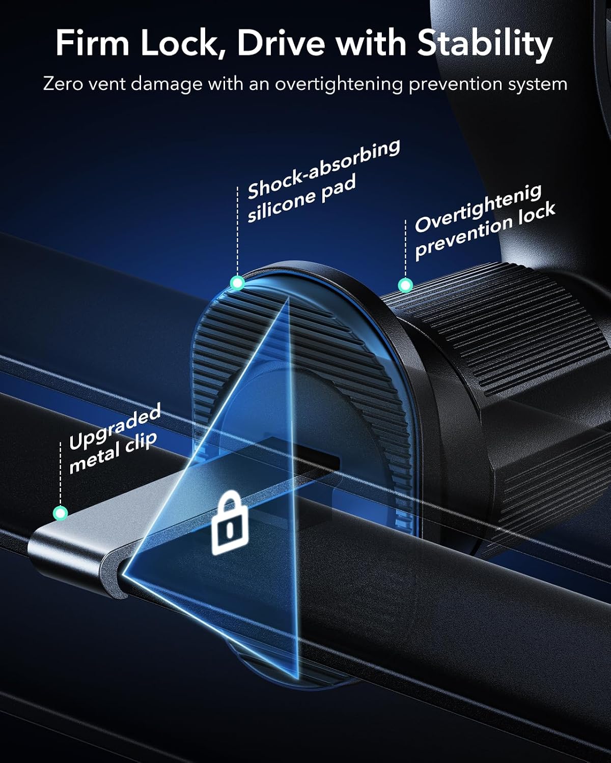 ESR OmniLock Qi2.2 25W Certified MagSafe Car Mount Charger with Cryoboost