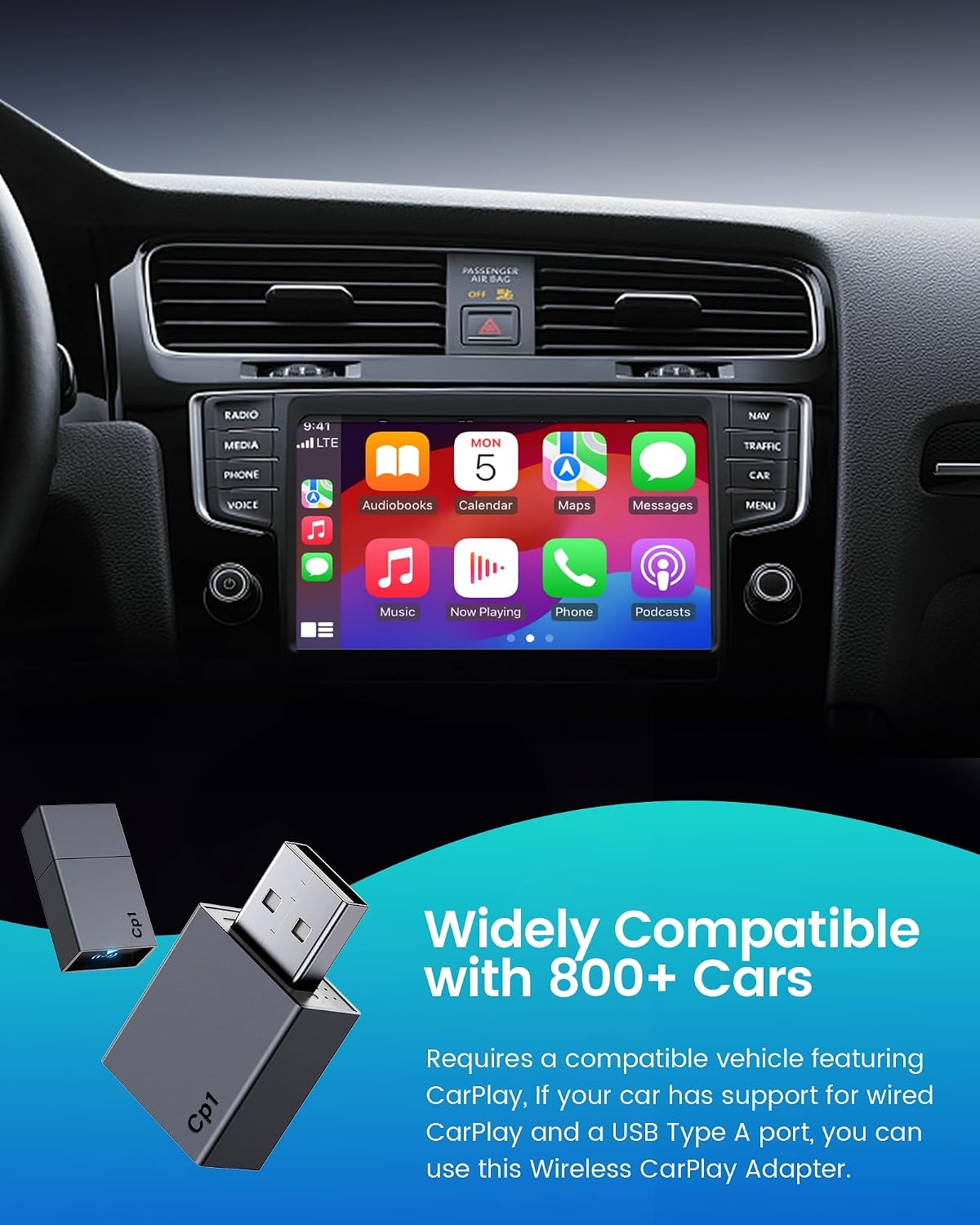 Wireless Carplay Adapter for iPhone Mini Design USB-A/USB-C