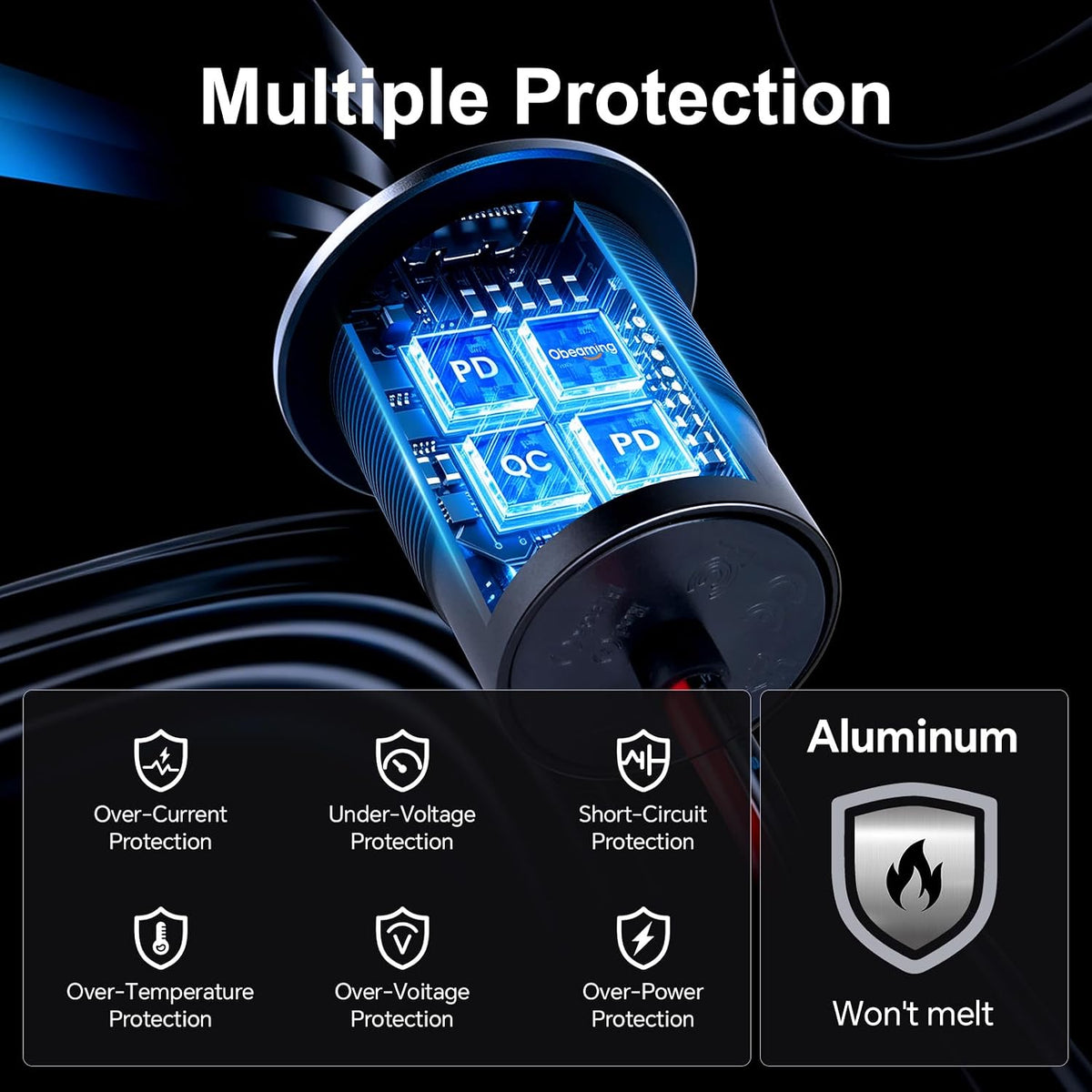 78W 12V USB Outlet with Silver Ring, Aluminum Car USB C Socket