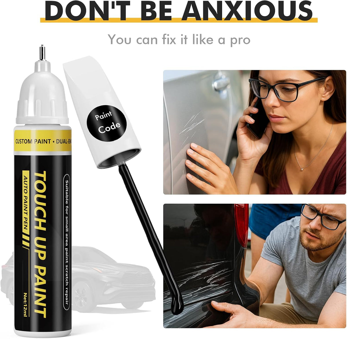 ((1G3) Magnetic Gray Metallic) Touch Up Paint for Toyota, Car Paint Scratch Repair Kit, 2 in 1 Premium Scratch Remover Pen with Exact Color-Matched