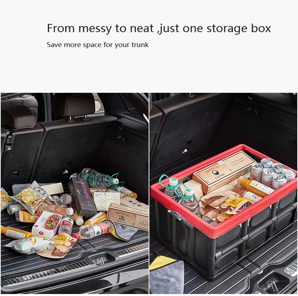 Collapsible Storage Bins with Lids 55L, Trunk Organizer for SUV Foldable Plastic Outdoor Storage Containers with Secure Latches, Waterproof Cargo Box for Camping Home, Garage, Closet 2PCKS