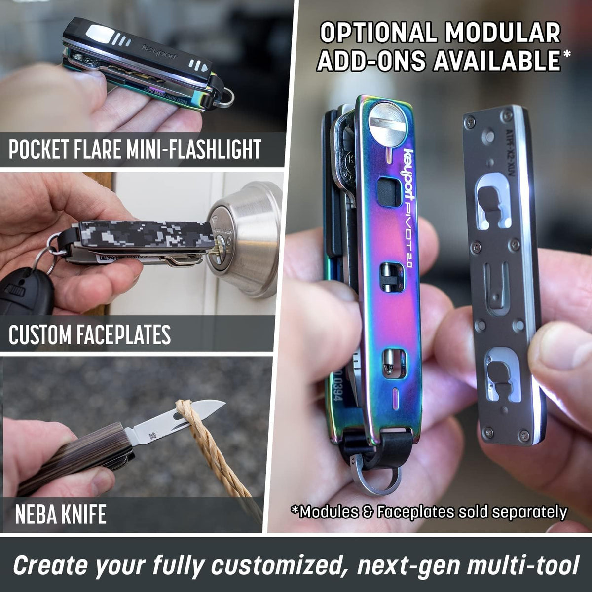 Keyport Pivot 2.0 Key Organizer - EDC Key Holder - Stainless - Iridescent