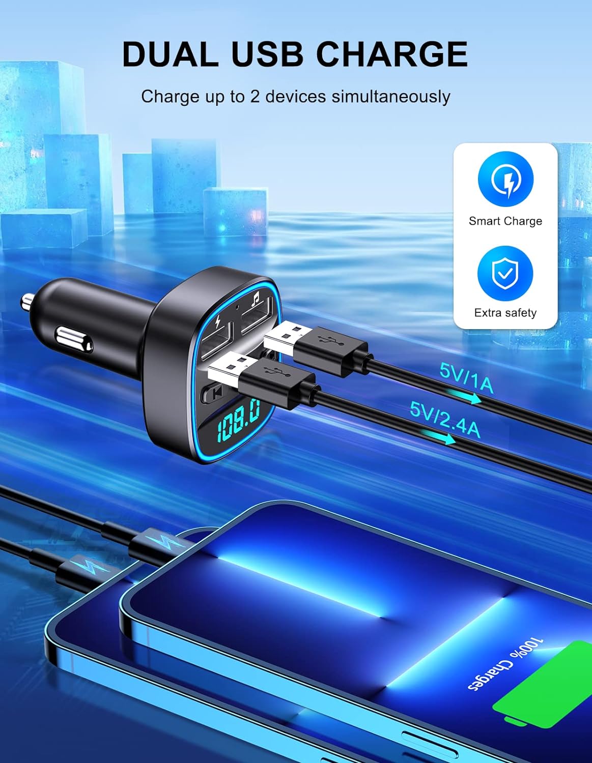 COMSOON FM Transmitter Bluetooth Car Adapter MP3 Player